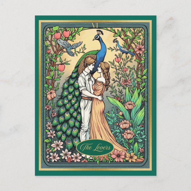 Jugendstil-Tarot-Karte, Die Liebhaber Postkarte (Vorderseite)