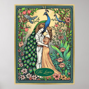 Jugendstil-Tarotkarte, Die Liebenden Poster