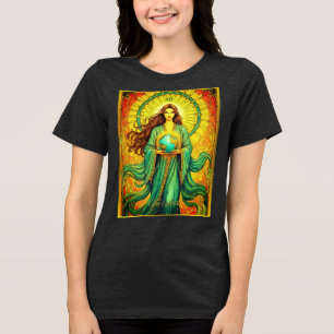Jugendstil-Tarotkarte Die Welt Tri-Blend Shirt