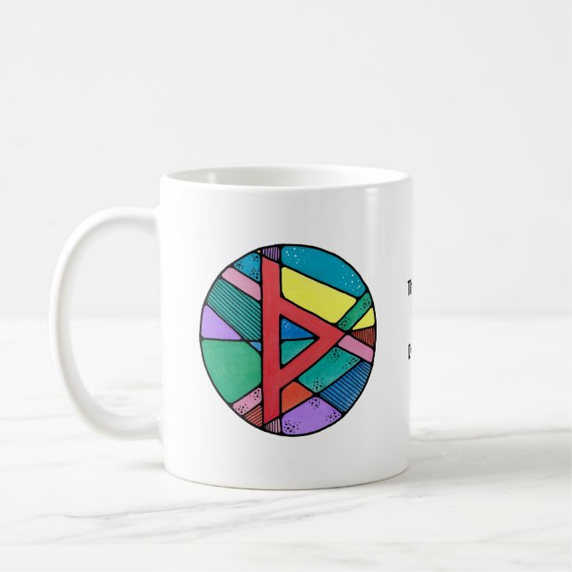 Jugendstil Thurisaz-Runenbecher – VERTEIDIGUNG! Kaffeetasse (Links)