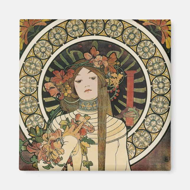 Jugendstil Trappistine Mucha Kunst Magnet (Vorne)
