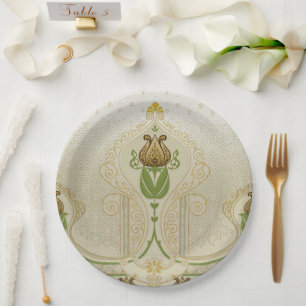 Jugendstil Tulips Delikatessen Wirbel Brautparty Pappteller