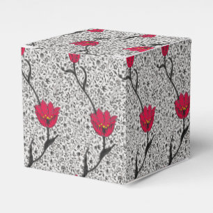 Jugendstil-Tulpen-Damaskus, Grau und Rot Geschenkschachtel