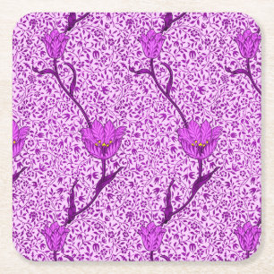 Jugendstil-Tulpen-Damaskus, Veilchen und Orchidee Rechteckiger Pappuntersetzer