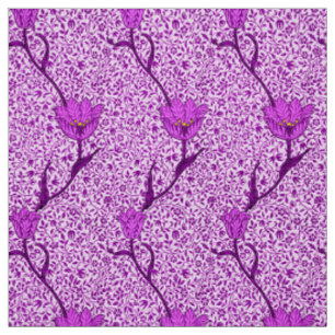 Jugendstil-Tulpen-Damaskus, Violett und Orchidee Stoff