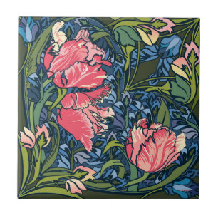 Jugendstil-Tulpen-Garten Farbexplosion Fliese