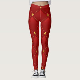 Jugendstil-Urlaub in Rot und Gold Leggings