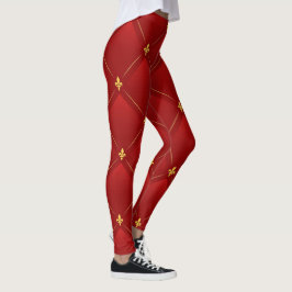 Jugendstil-Urlaub in Rot und Gold Leggings
