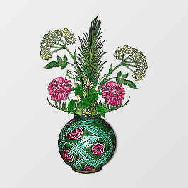 Jugendstil-Vase und Blume Fensteraufkleber