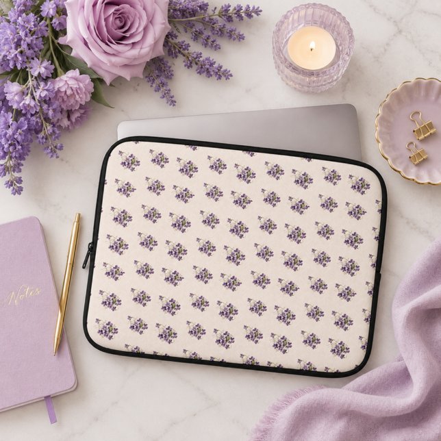 Jugendstil-Veilchen-Blumenmuster – Vintage Laptopschutzhülle (Von Creator hochgeladen)