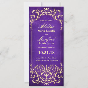 Jugendstil Viktorianisch: Gold & Eggplant Save the Date