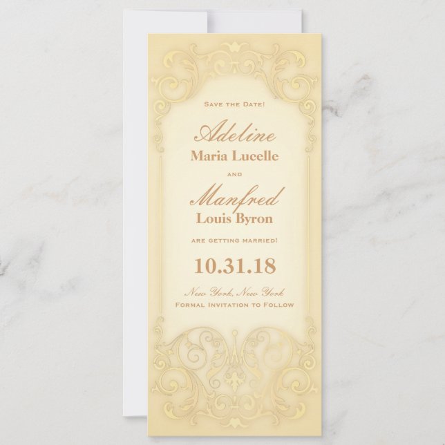 Jugendstil Viktorianisch: Schwarzes Gold Save the  Date (Vorderseite)