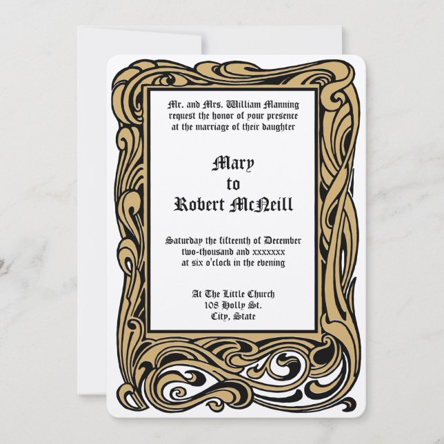 Jugendstil-Viktorianische Epoche 1901 Foliage Wedd Einladung (Vorderseite)