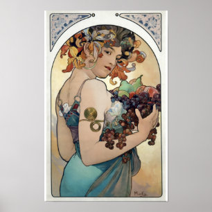 Jugendstil Vintag 1897 "Fruit" von Alphonse Mucha Poster