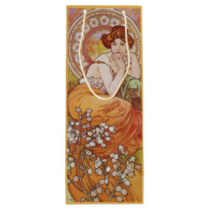 Jugendstil Vintage Alphonse Mucha Topaz Lady Geschenktüte Für Weinflaschen