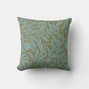 Jugendstil Vintage-Blumen-Botanik-Holzblock Kissen