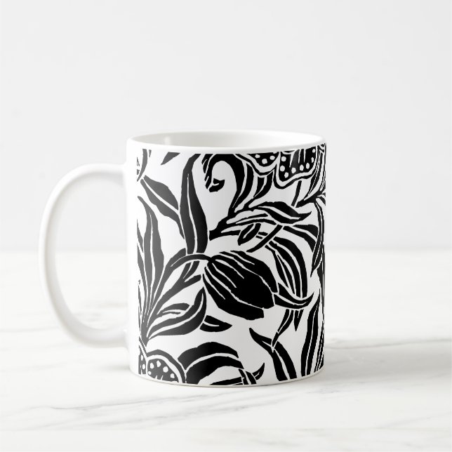 Jugendstil Vintage-Botanik-Blumenmuster  Kaffeetasse (Links)