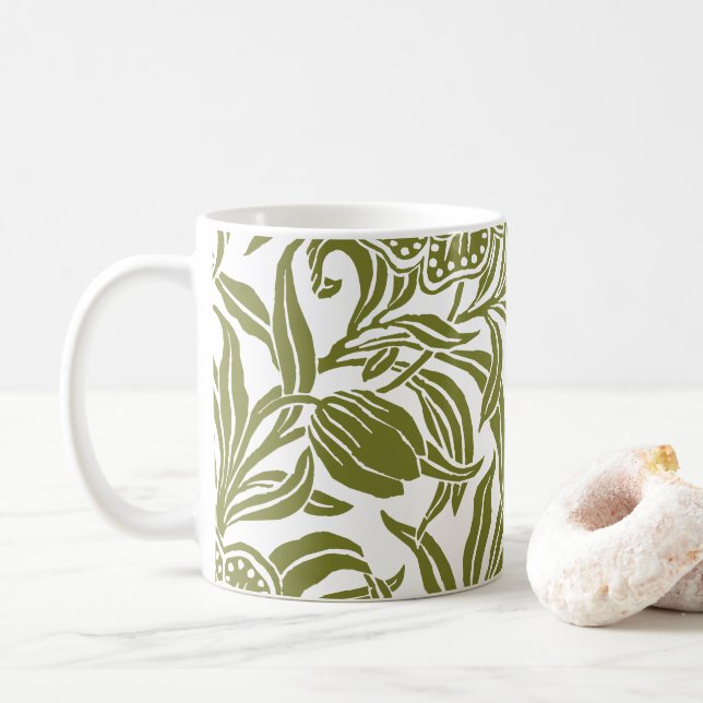 Jugendstil Vintage Botanisches Blumenmuster Kaffeetasse (Mit Donut)