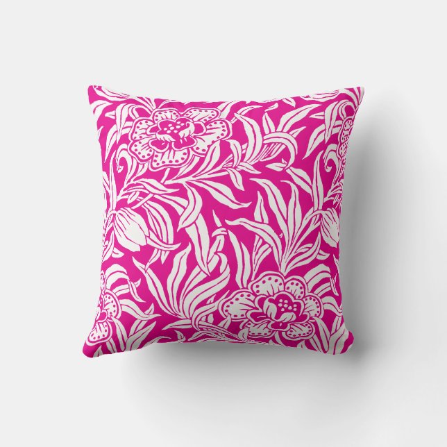 Jugendstil Vintage Botanisches Blumenmuster Kissen (Rückseite)