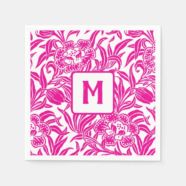 Jugendstil Vintage Botanisches Blumenmuster Serviette (Vorderseite)