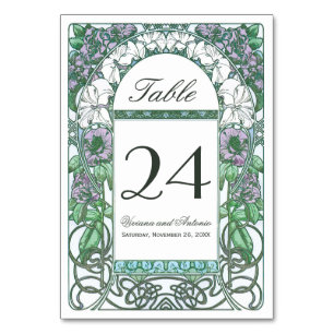 Jugendstil-Vintage Hochzeiten Tischnummern