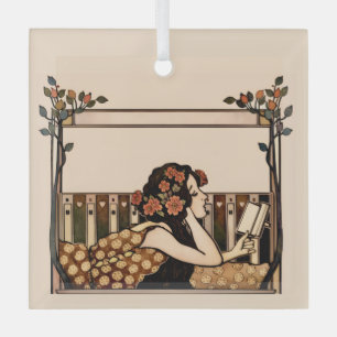 Jugendstil Vintage-Leser Ornament Aus Glas