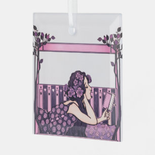 Jugendstil Vintage-Leser Ornament Aus Glas