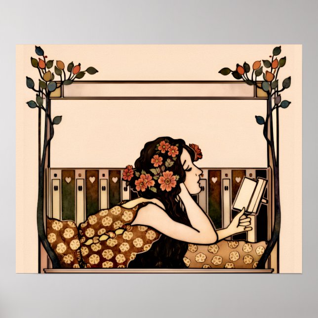 Jugendstil Vintage-Leser Poster (Vorne)