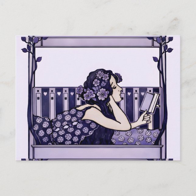 Jugendstil Vintage-Leser Postkarte (Vorderseite)