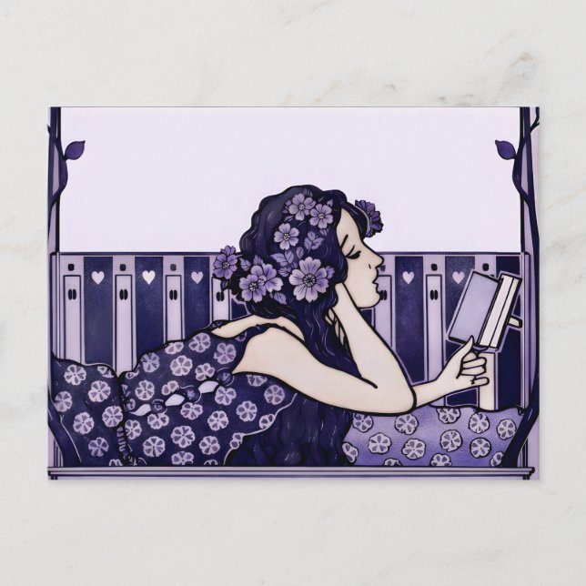 Jugendstil Vintage-Leser Postkarte (Vorderseite)