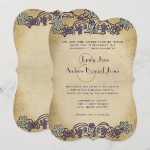Jugendstil-Vintage-Lila-Weingut-Hochzeitseinladung Einladung