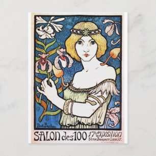 Jugendstil-Vintage-Schönheit - Postkarte