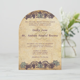 Jugendstil-Vintage-Weingut-Hochzeit Einladung
