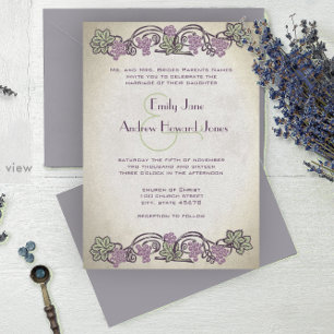Jugendstil-Vintage-Weingut-Hochzeit Einladung