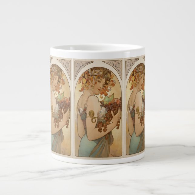 Jugendstil von Alphonse Mucha-c 1897 "Obst" Jumbo-Tasse (Vorderseite)