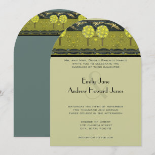 Jugendstil-Wald Vintage-Vogel Hochzeitskarten Einladung