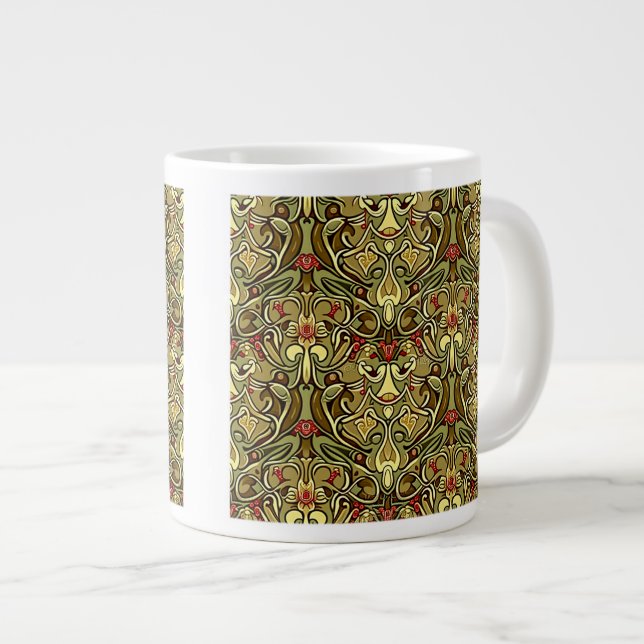 Jugendstil-Wallpaper Jumbo-Tasse (Vorderseite Rechts)