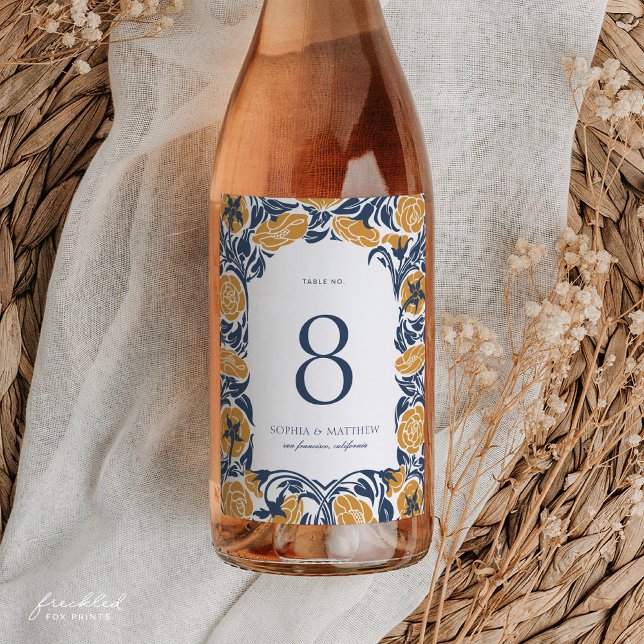 Jugendstil Wein Flasche Tischnummer Weinetikett (Art Nouveau Wine Bottle Table Number Label)