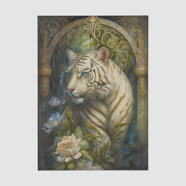 Jugendstil Weißer Tiger Seidenpapier (Vorderseite)