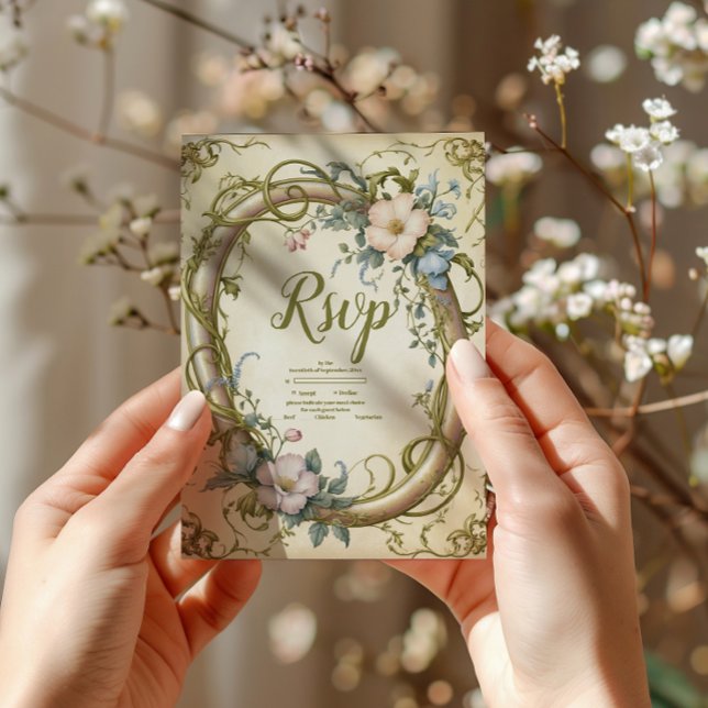 Jugendstil-Wildblume RSVP Karte (Von Creator hochgeladen)