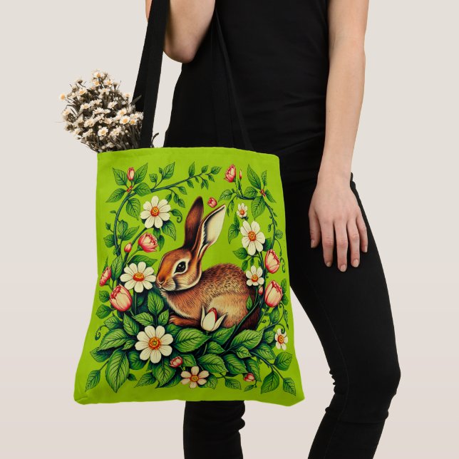 Jugendstil Wildkaninchen und Blumen (Von Nahem)