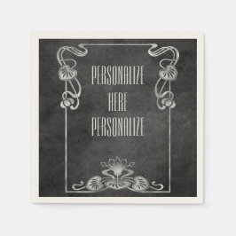 Jugendstil Wildleder elegant silbergrauen Lotus Serviette