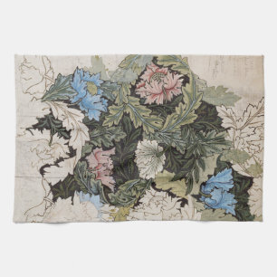 Jugendstil-William-Morris-Blumenmuster-Skizze Geschirrtuch