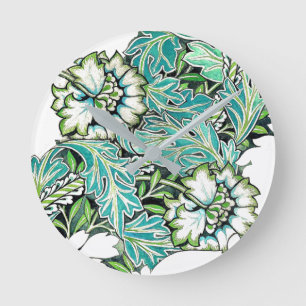 Jugendstil William Morris florale Illustration Runde Wanduhr
