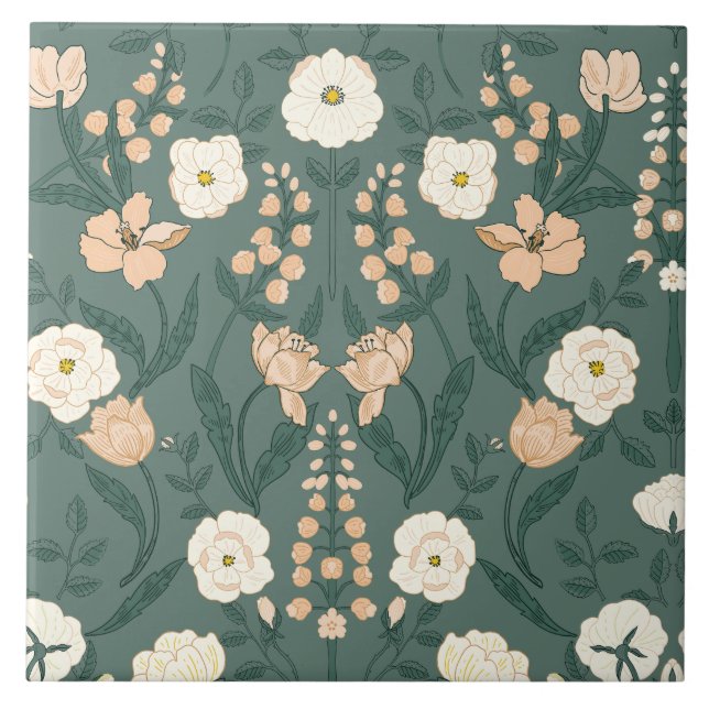Jugendstil William-Morris-Muster Fliese (Vorderseite)