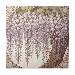 Jugendstil Wisteria Floral Goldrahmen Fliese