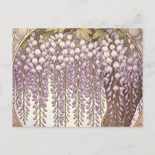 Jugendstil Wisteria Floral Goldrahmen Postkarte
