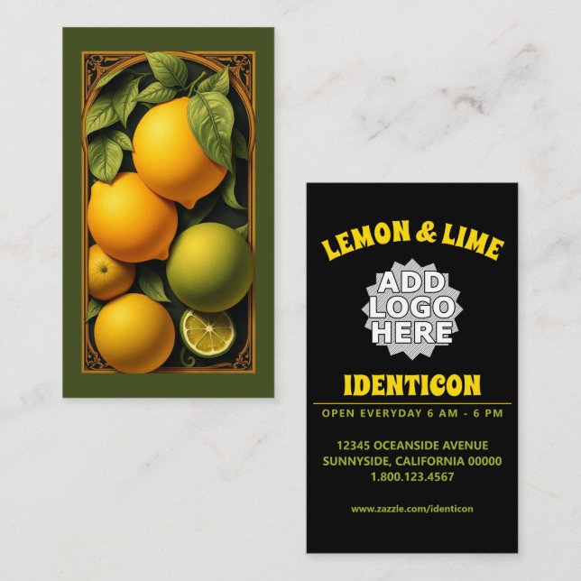 Jugendstil-Zitronen-Lime Visitenkarte (Vorne/Hinten)