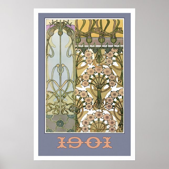 Jugendstilblumen Alphonse Mucha Blumenkunst 1901 Poster (Vorne)