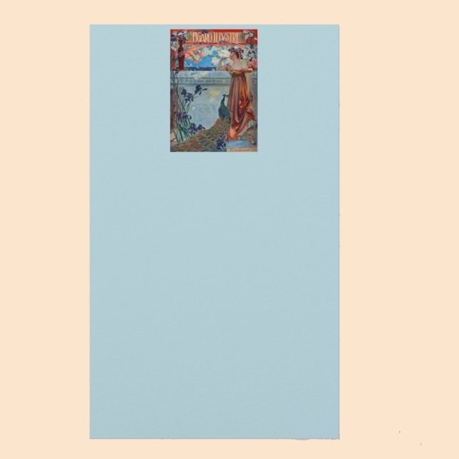 Jugendstildame mit Pfau Briefpapier (Von Creator hochgeladen)